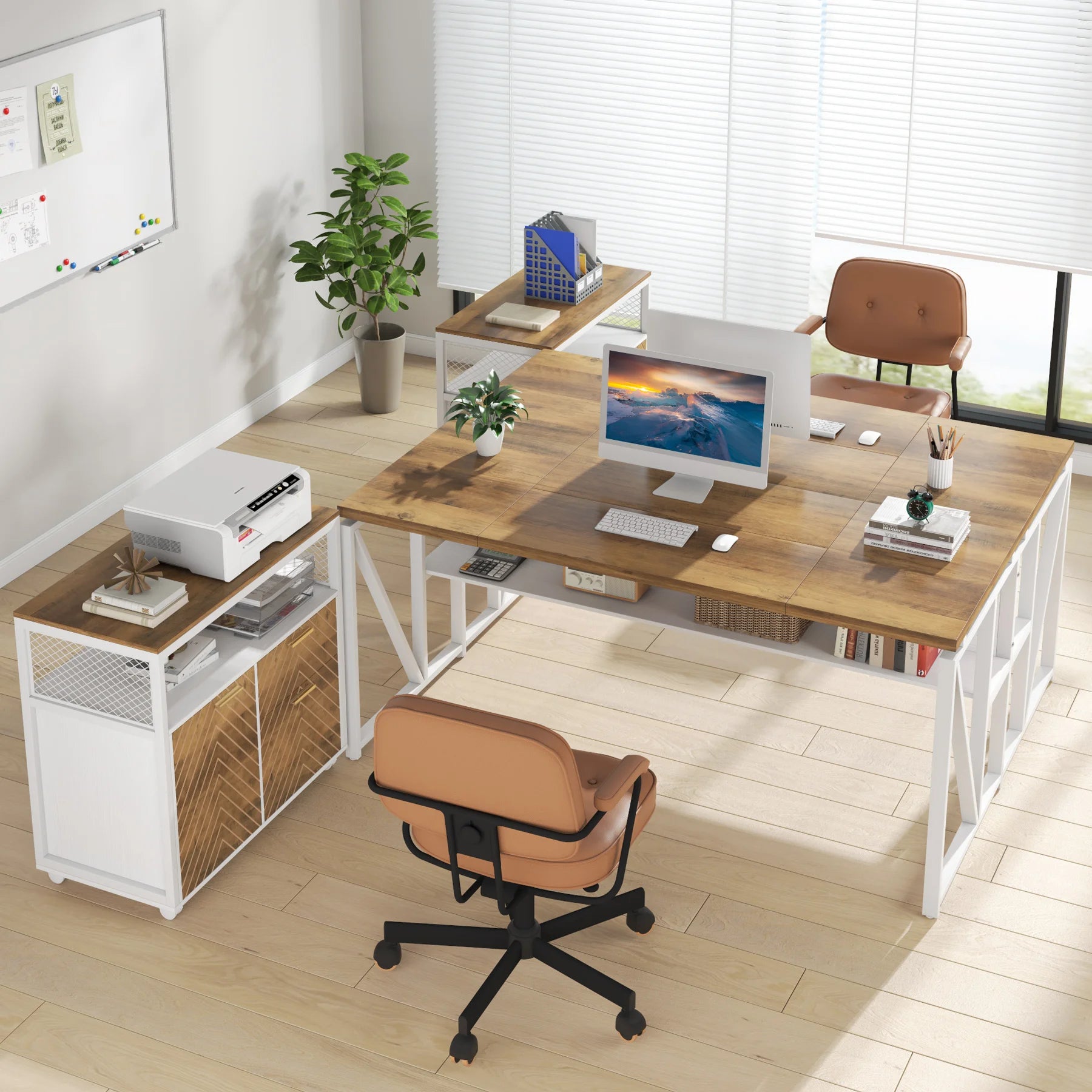 63-Inch Computer Desk with Bottom Storage Shelf