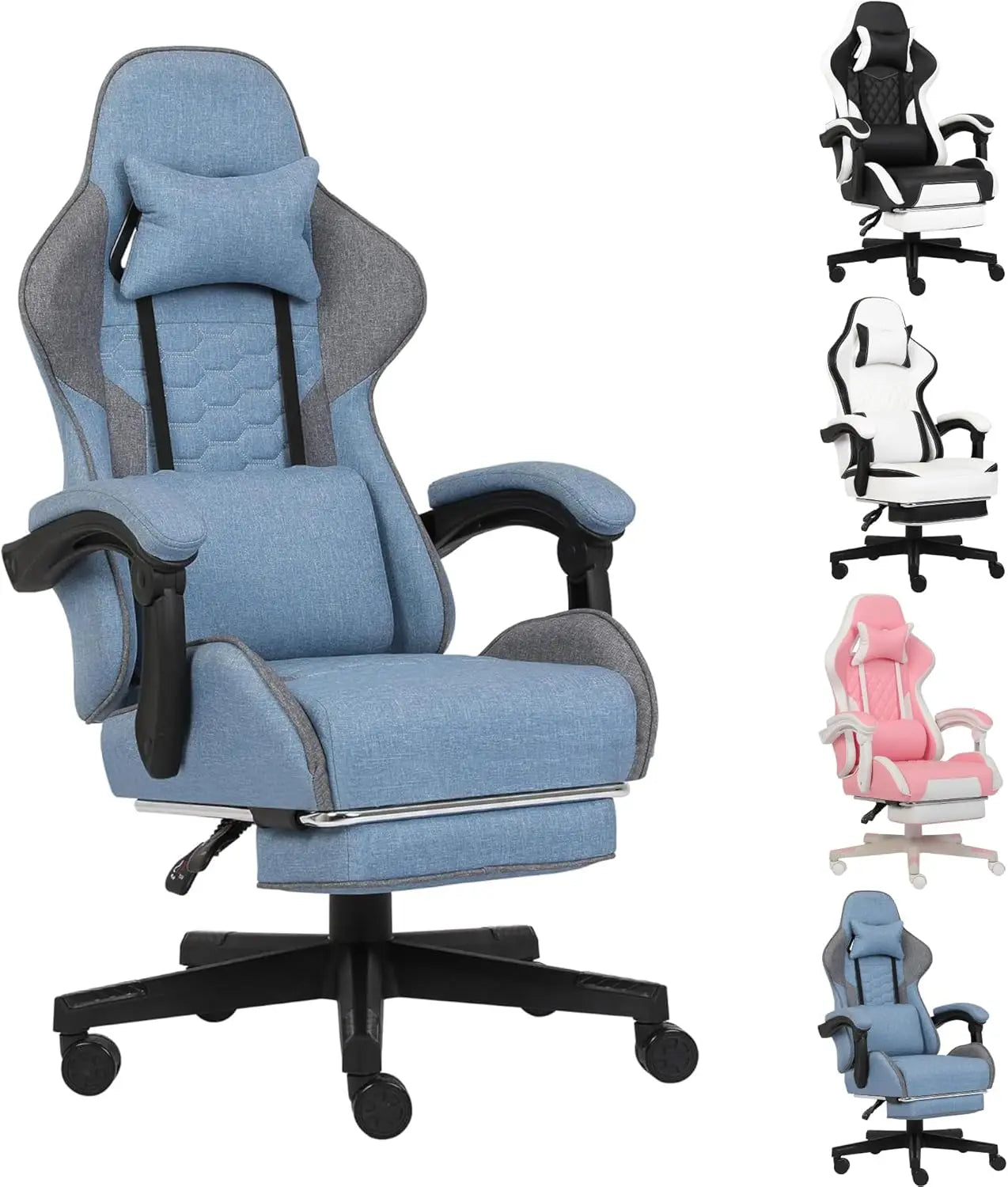Ergonomic Gaming Chair with Footrest and Armrests
