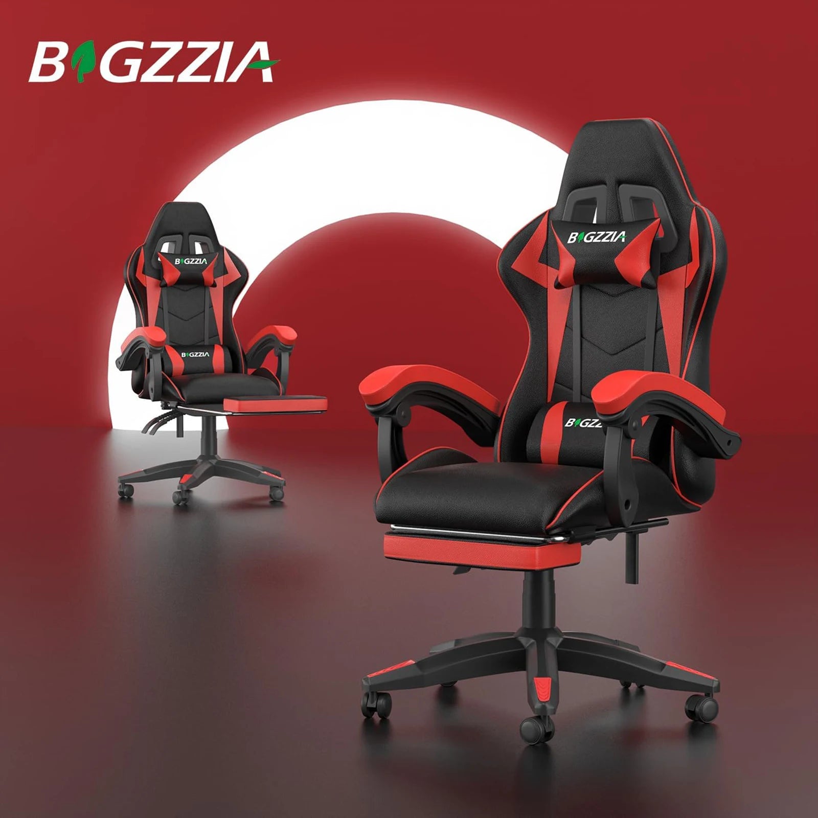 Ergonomic Gaming Chair with Footrest and Headrest