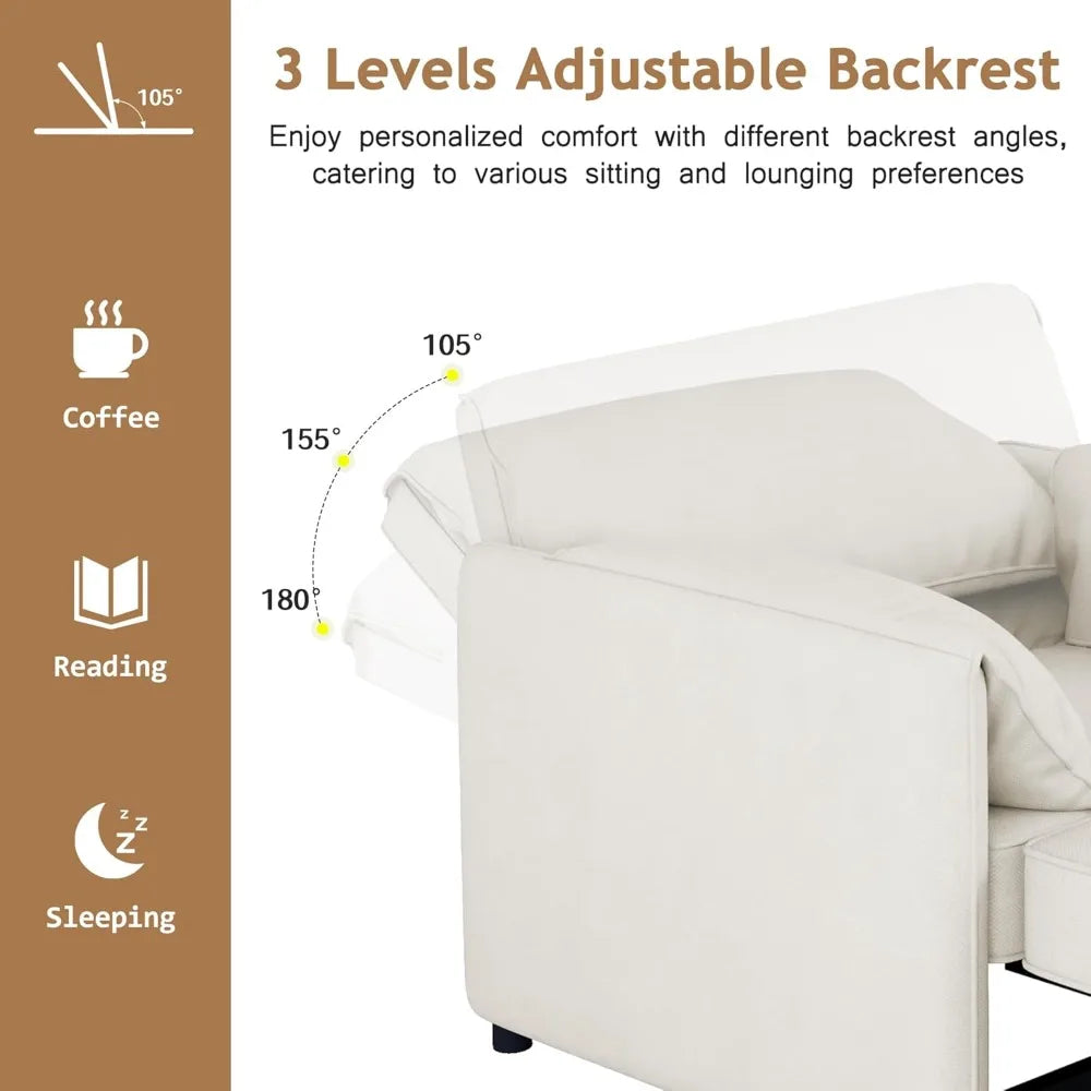 Linen 3-in-1 Convertible Sleeper Chair