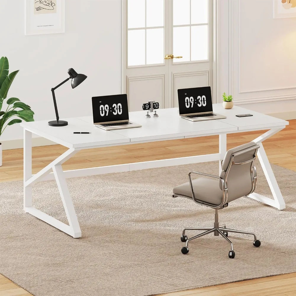 Modern Extra Long White Computer Desk