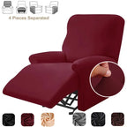 4-Piece Solid Stretch Recliner Sofa Cover