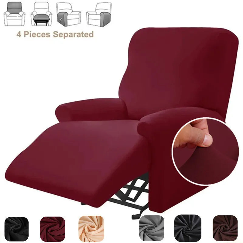 4-Piece Solid Stretch Recliner Sofa Cover