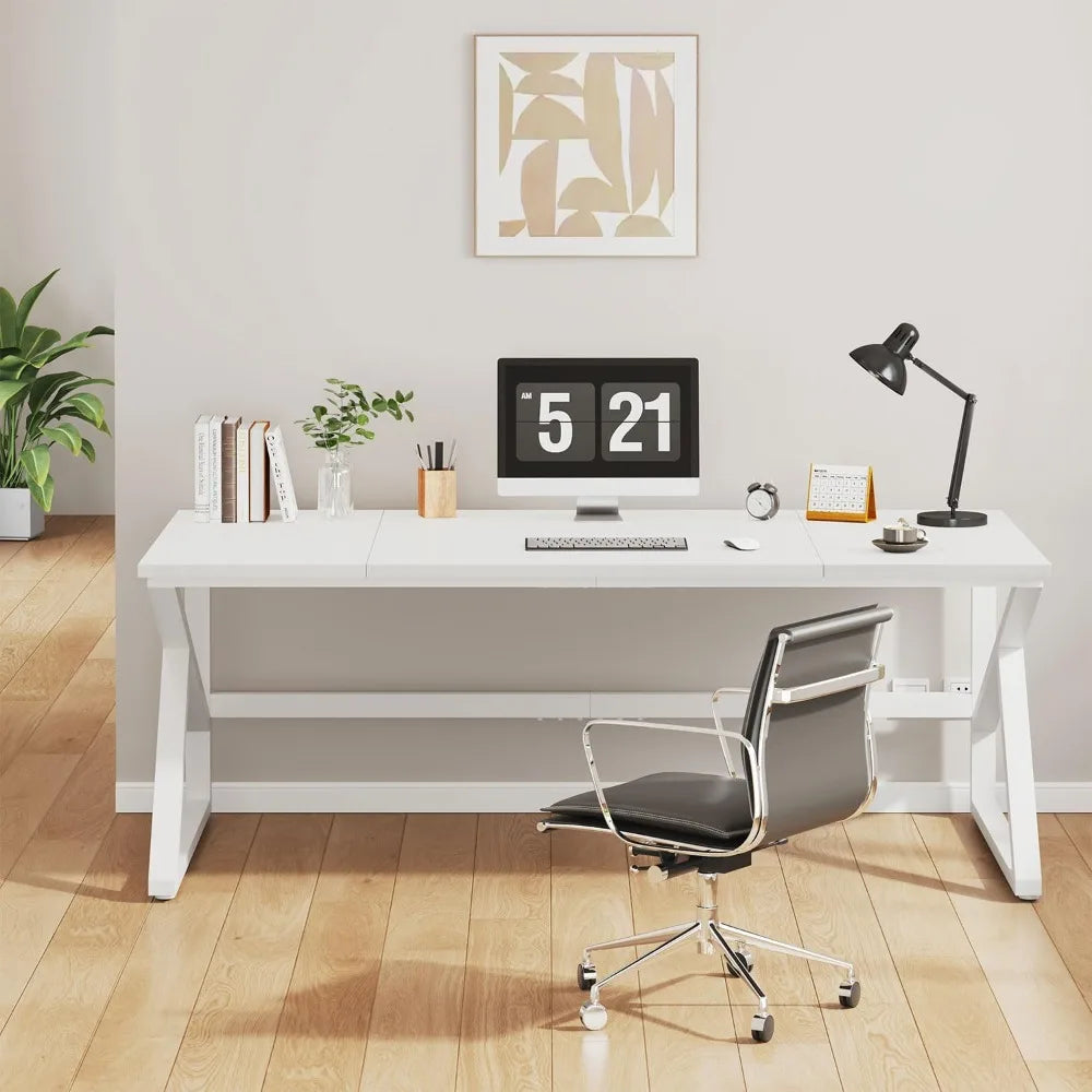 Modern Extra Long White Computer Desk