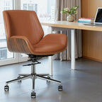 Armless Swivel Low Back Leather Office Chair