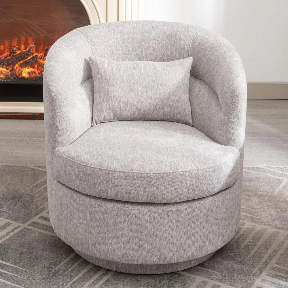 Round Swivel Barrel Accent Chair with Pillow