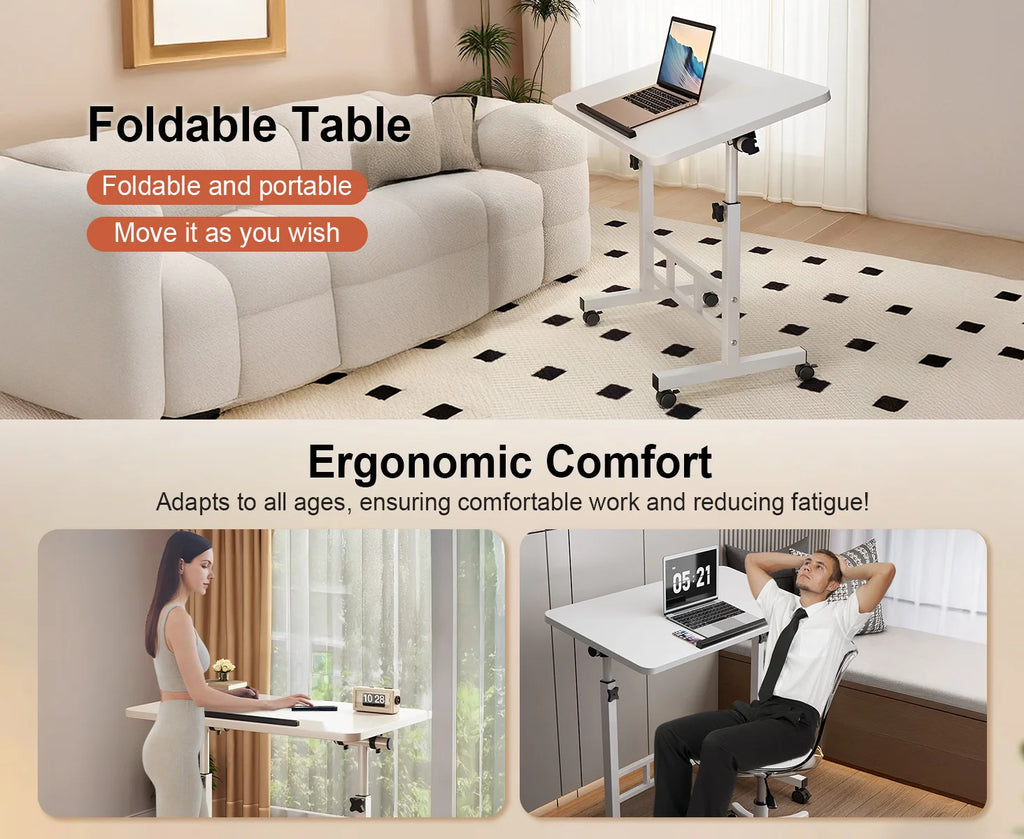 Mobile Standing Desk with Adjustable Height and Angle