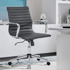 Ergonomic Swivel Leather Ribbed Office Chair