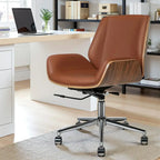 Armless Swivel Low Back Leather Office Chair