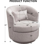 Round Swivel Barrel Accent Chair with Pillow