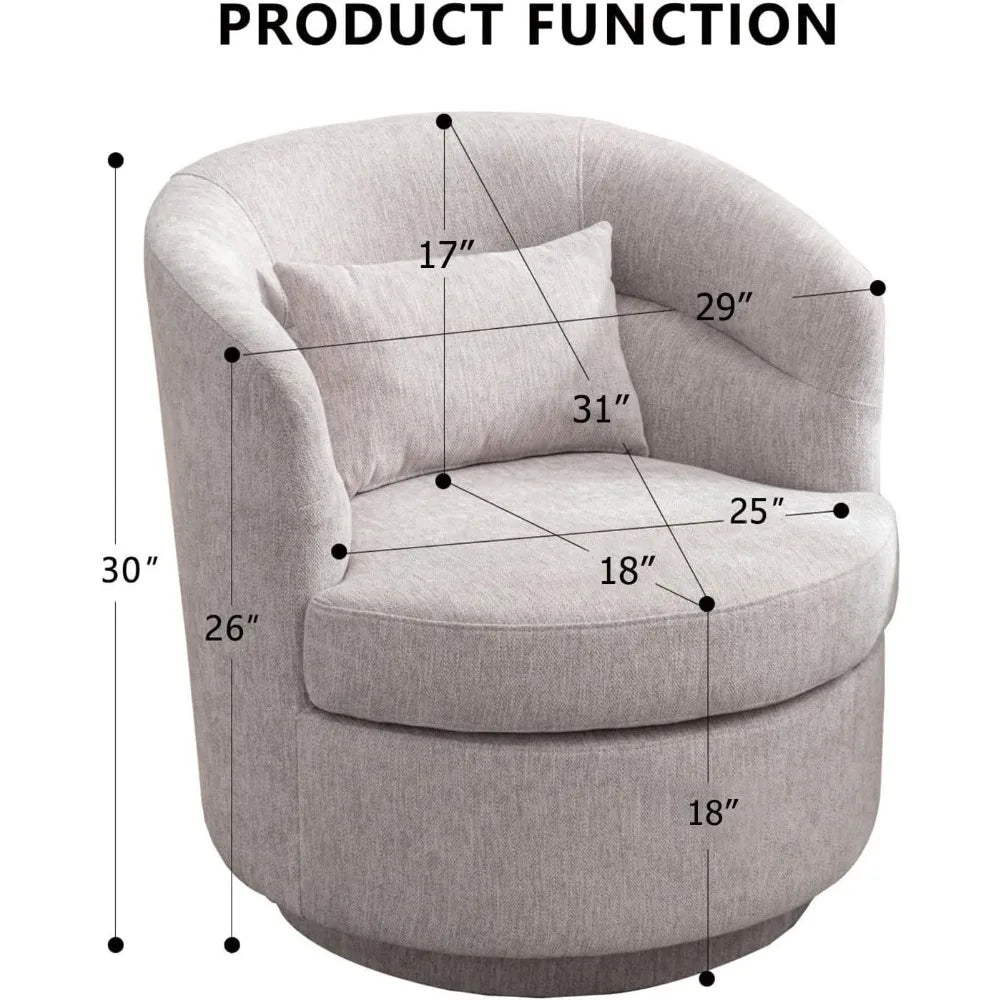 Round Swivel Barrel Accent Chair with Pillow