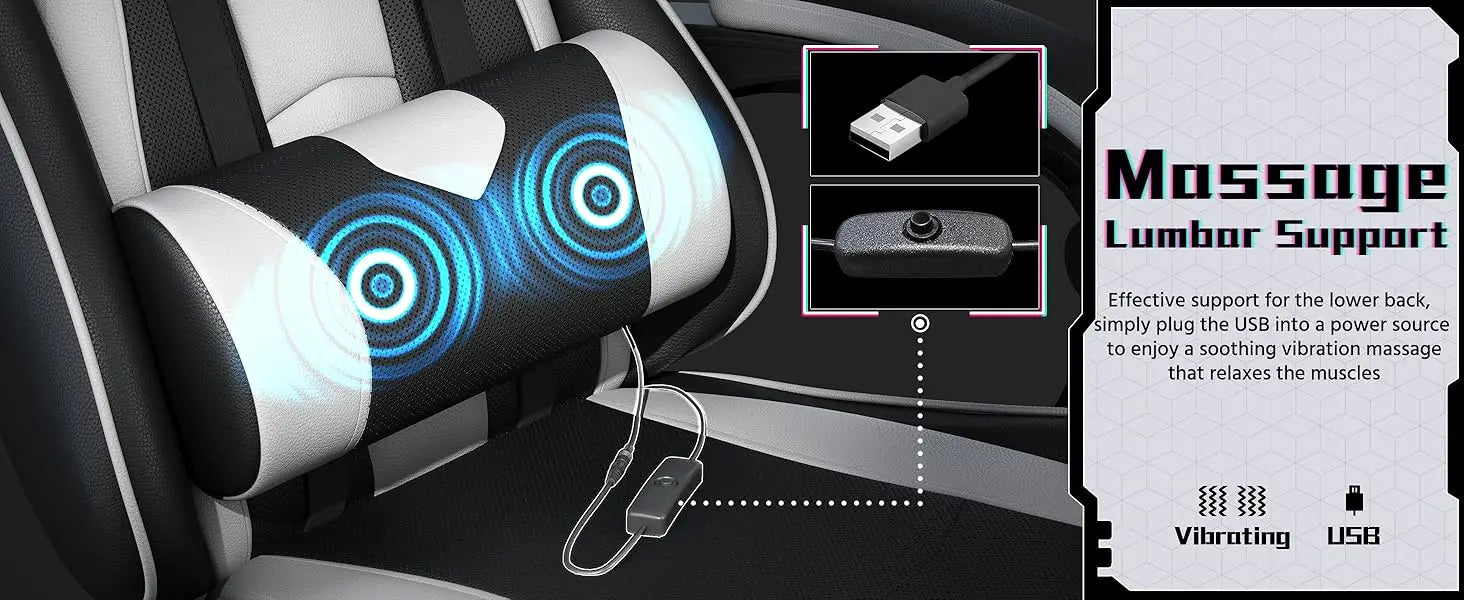 Ergonomic Gaming Chair with Massage and Footrest