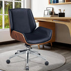 Armless Swivel Low Back Leather Office Chair