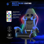 RGB Gaming Chair with LED Lights and Headrest