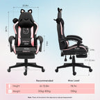 Cute Gaming Chair with Cat Ears and Massage