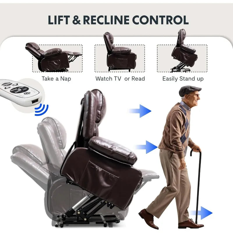 Large Electric Power Lift Recliner with Massage