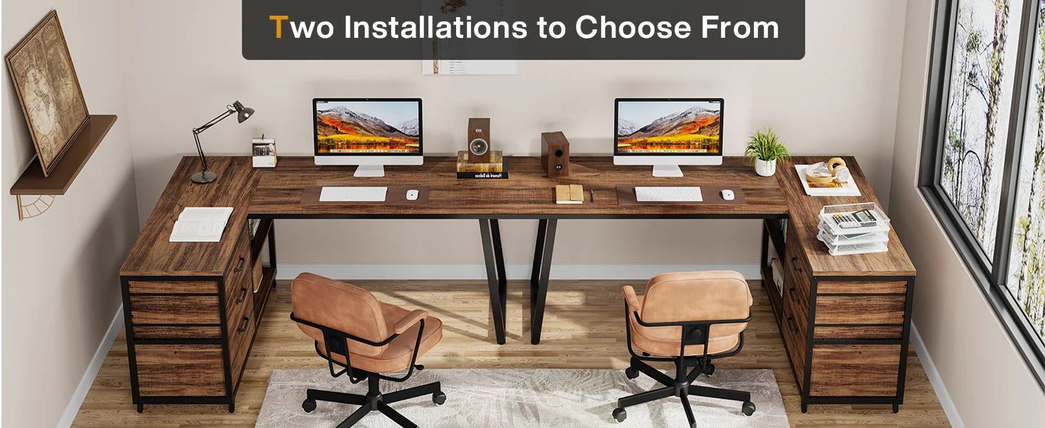 53-Inch Industrial L-Shaped Computer Desk