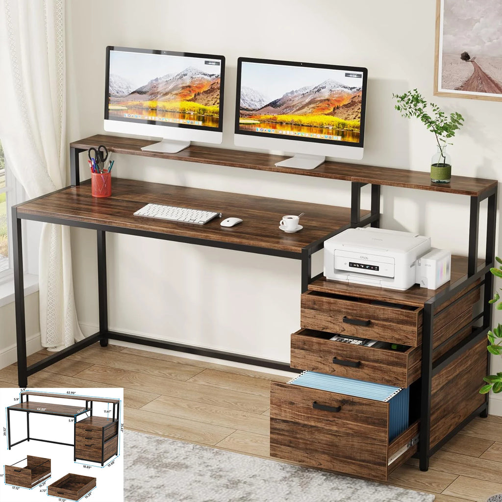 53-Inch Industrial L-Shaped Computer Desk