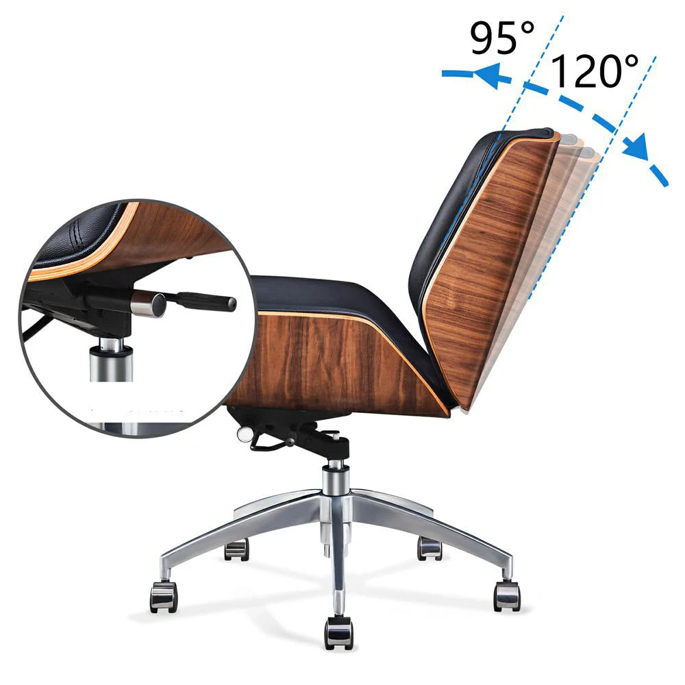 Armless Swivel Low Back Leather Office Chair
