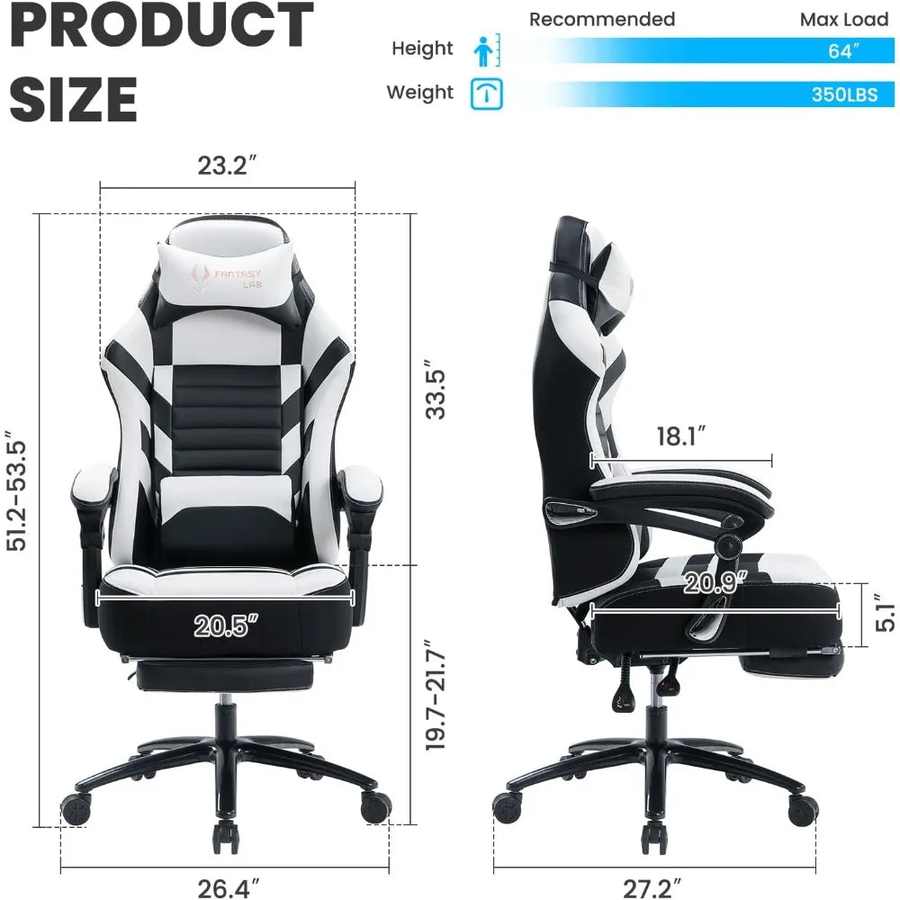 Big Tall Gaming Chair with Footrest and Massage