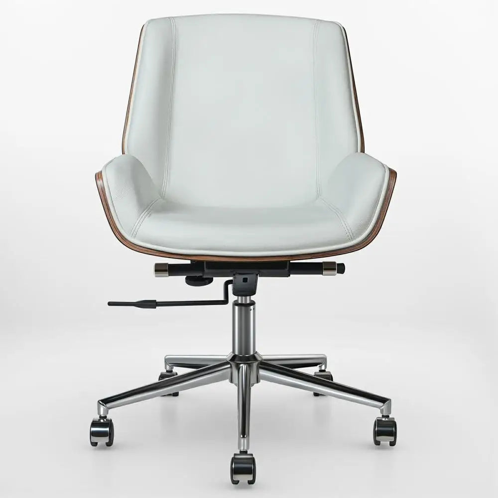 Armless Swivel Low Back Leather Office Chair
