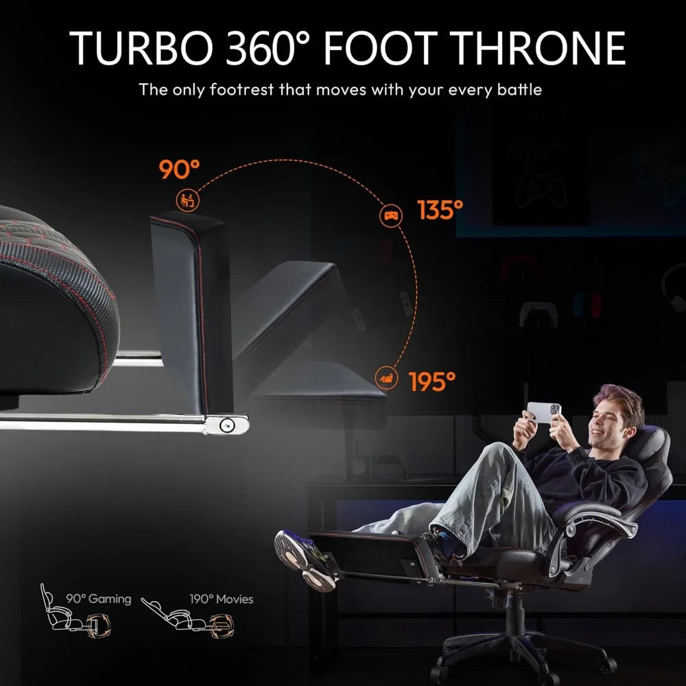 Big and Tall Gaming Chair with Massage and Footrest