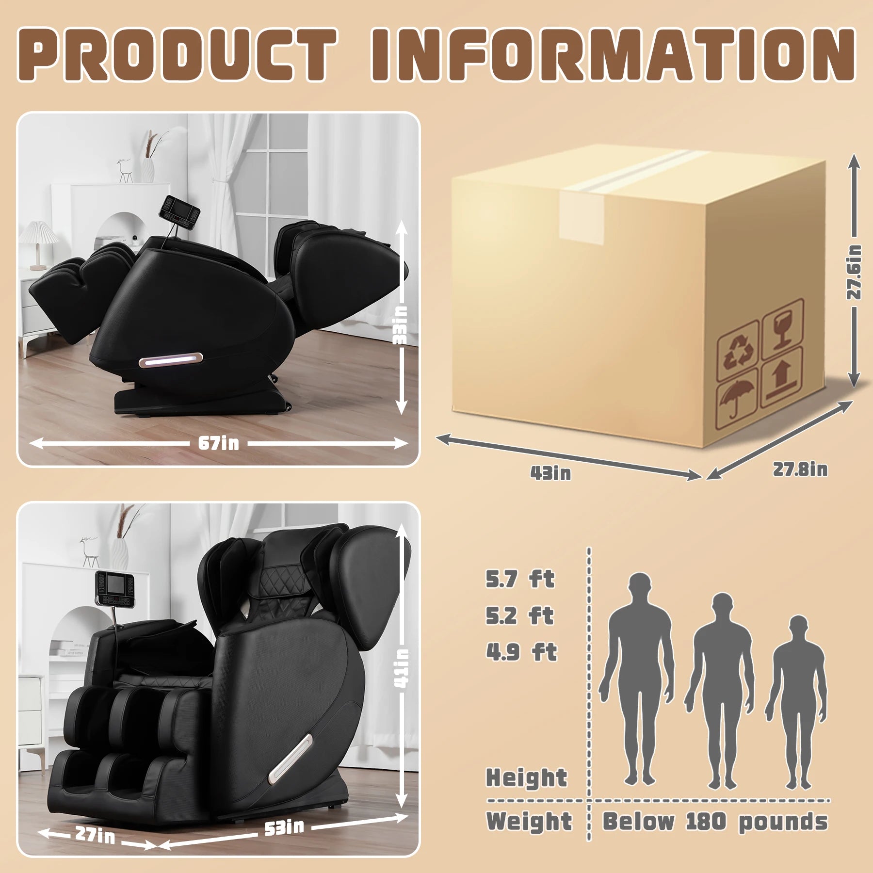 Zero Gravity Recliner Massage Chair with Heating