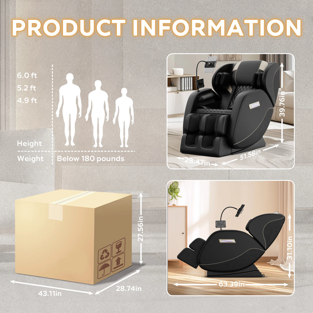 Zero Gravity Massage Chair with Heating and Airbags