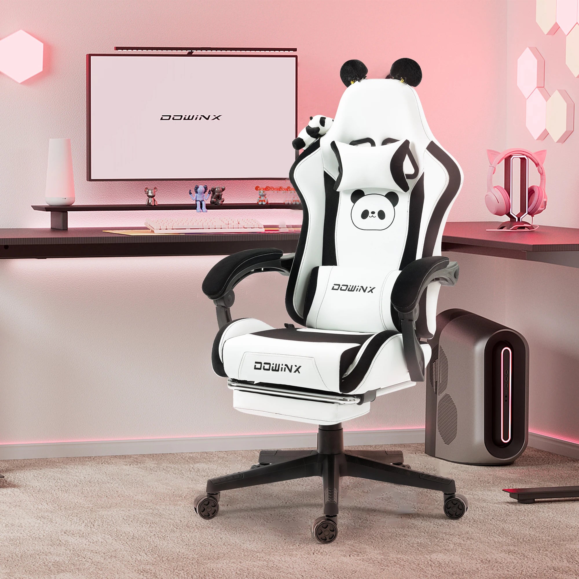 Cute Gaming Chair with Cat Ears and Massage
