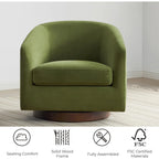 Forest Green Velvet Swivel Barrel Chair