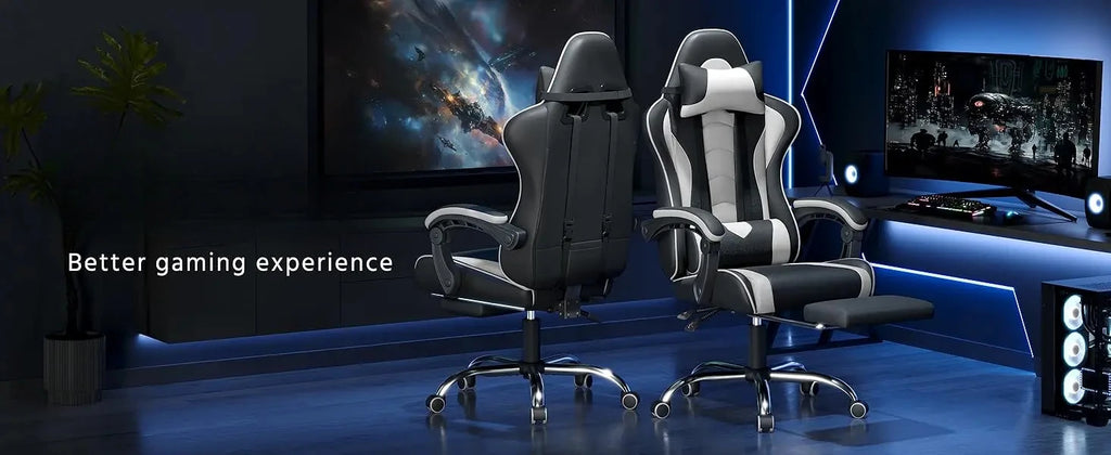 Ergonomic Gaming Chair with Massage and Footrest