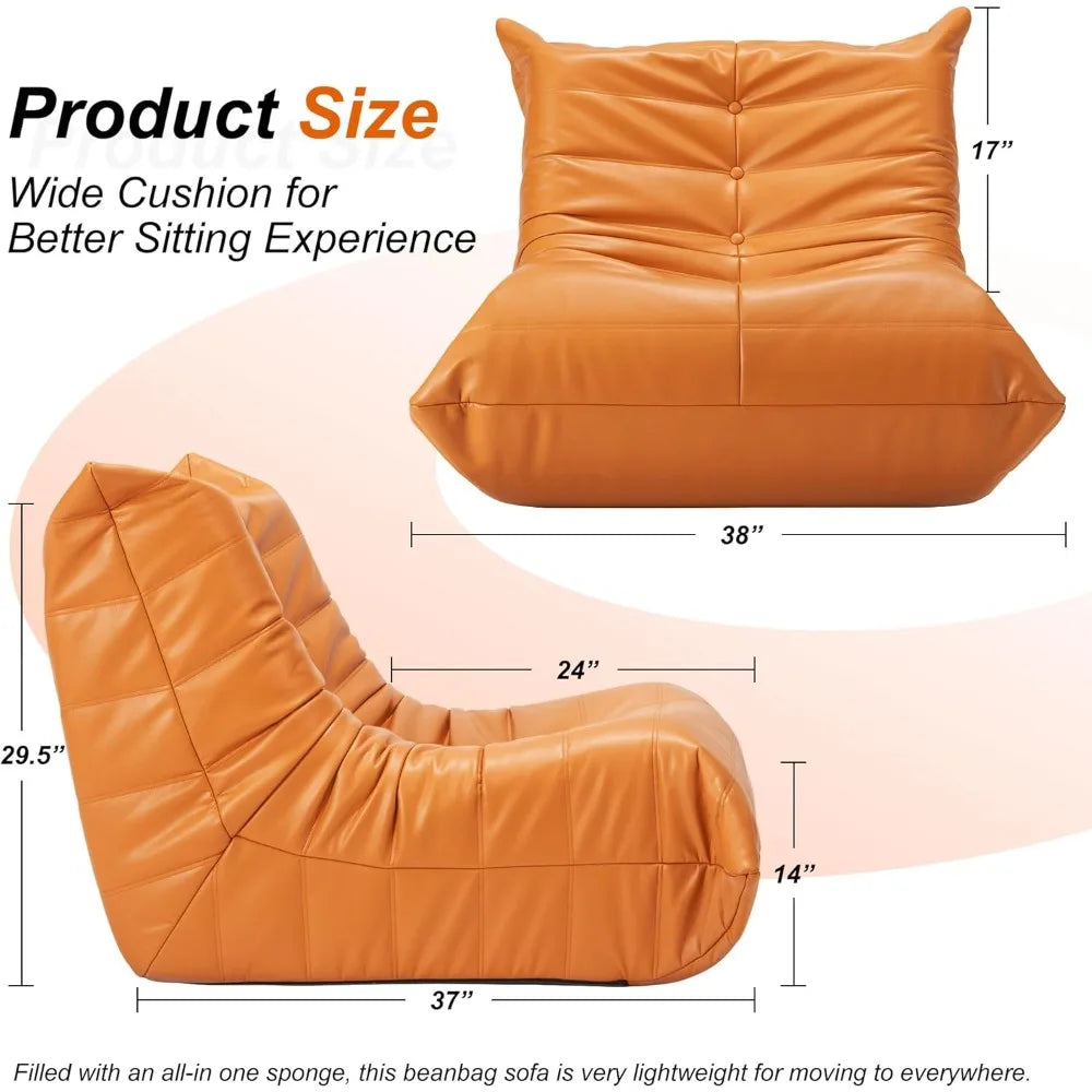 Giant Memory Foam Leather Bean Bag Sofa