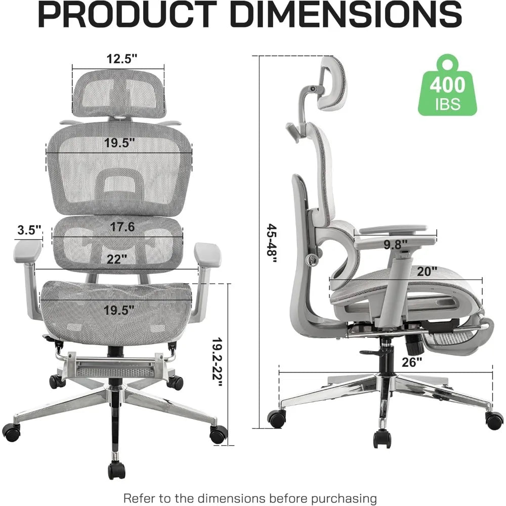 Mesh Ergonomic Office Chair with Footrest