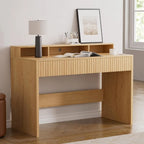 Modern Fluted Office Desk with Storage and Drawers