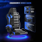 RGB Gaming Chair with LED Lights and Headrest