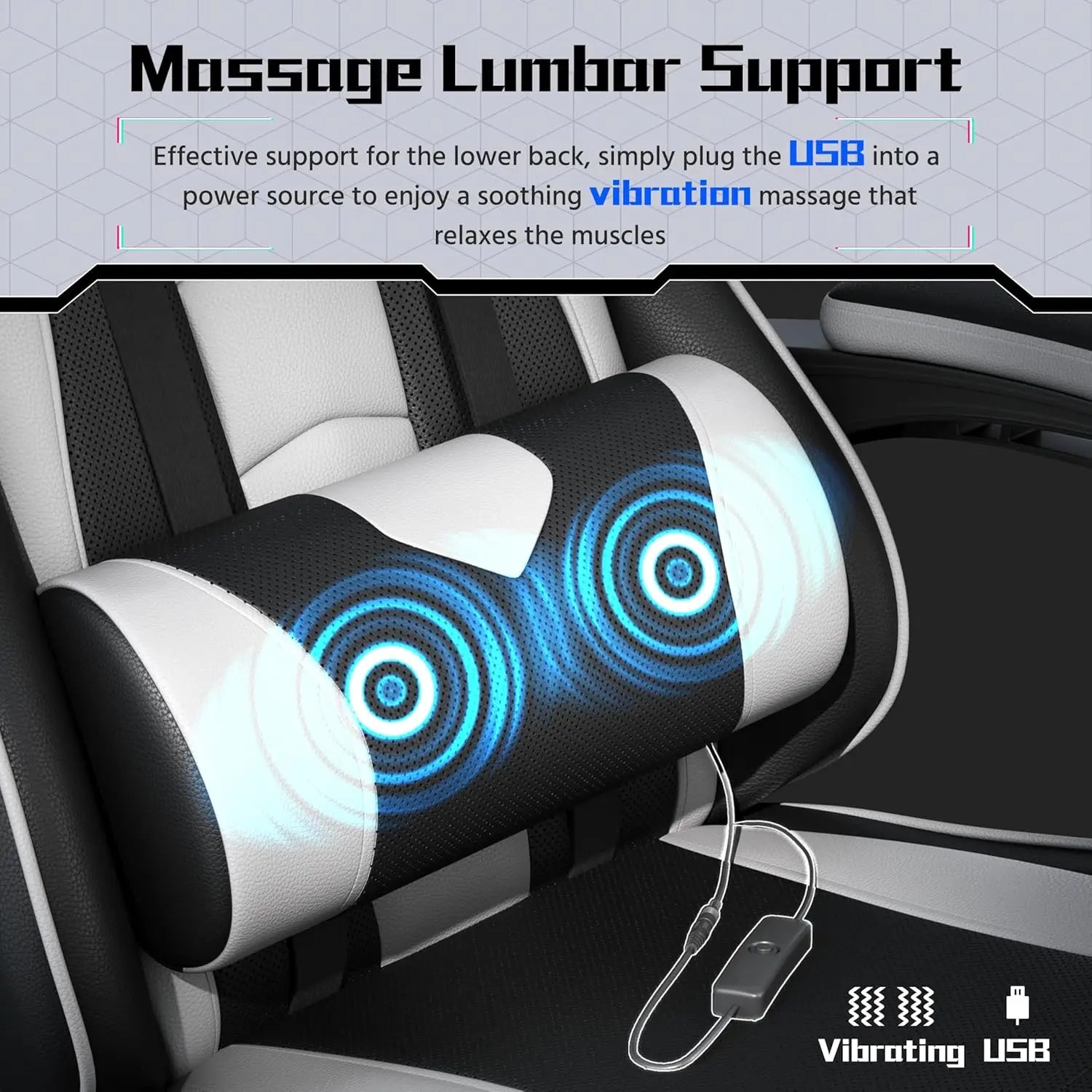 Ergonomic Gaming Chair with Massage and Footrest
