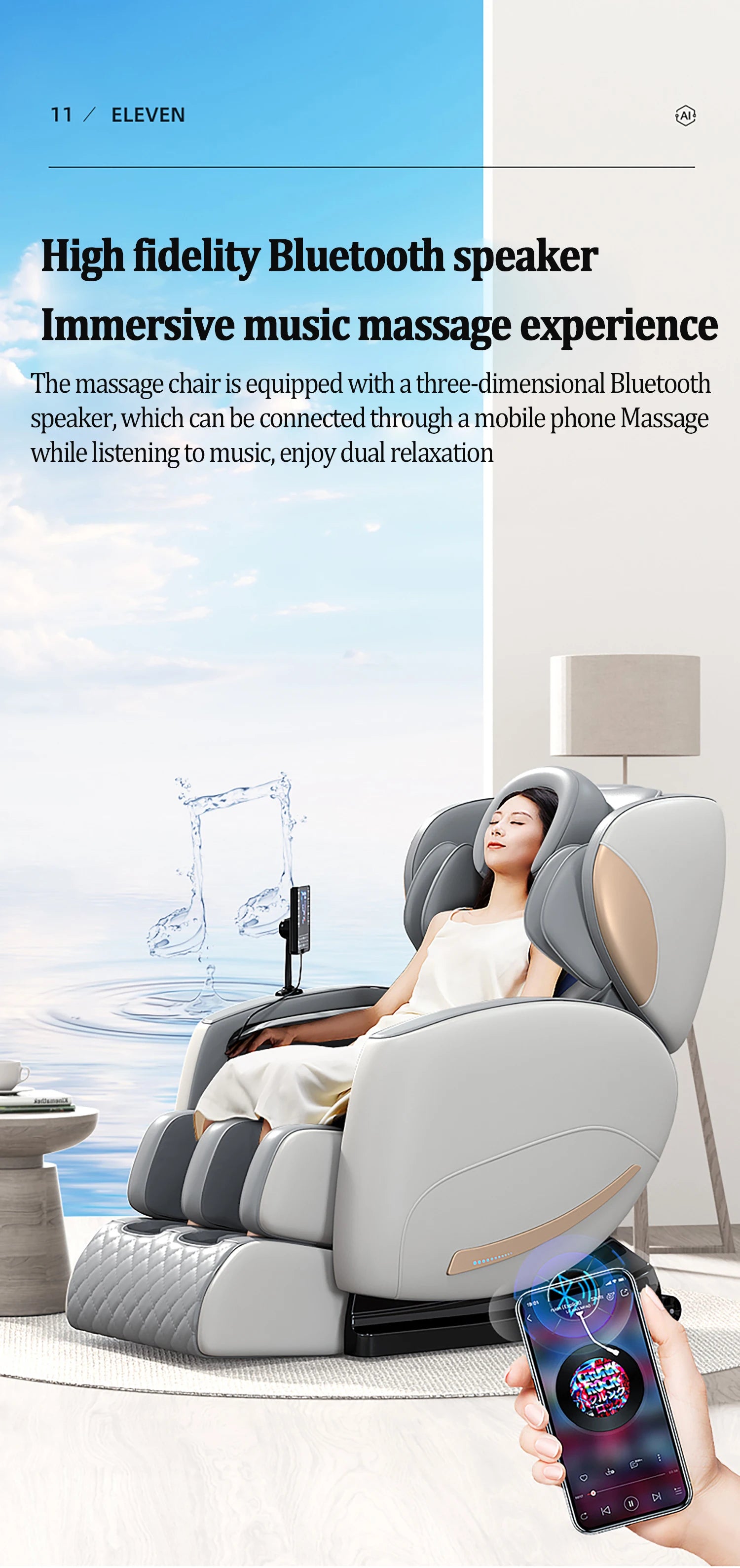 Zero Gravity Massage Chair with Heating and Bluetooth