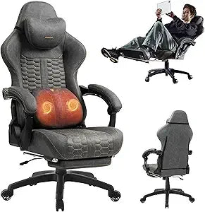Big and Tall Gaming Chair with Massage and Footrest