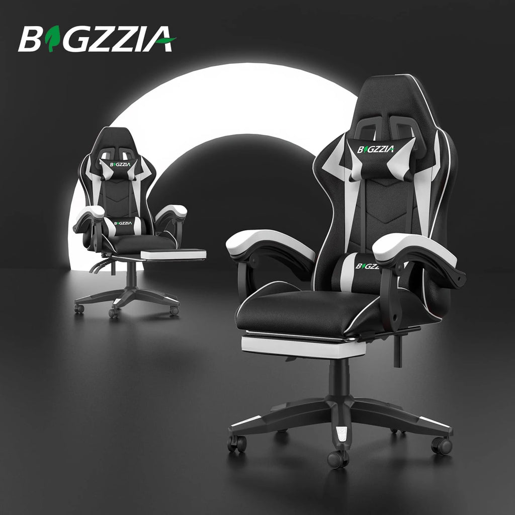 Ergonomic Gaming Chair with Footrest and Headrest