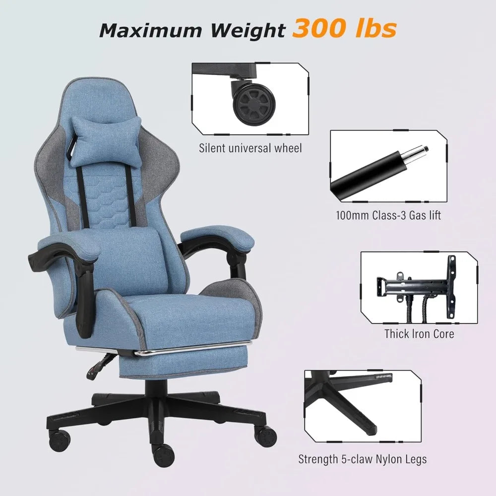 Ergonomic Gaming Chair with Footrest and Armrests