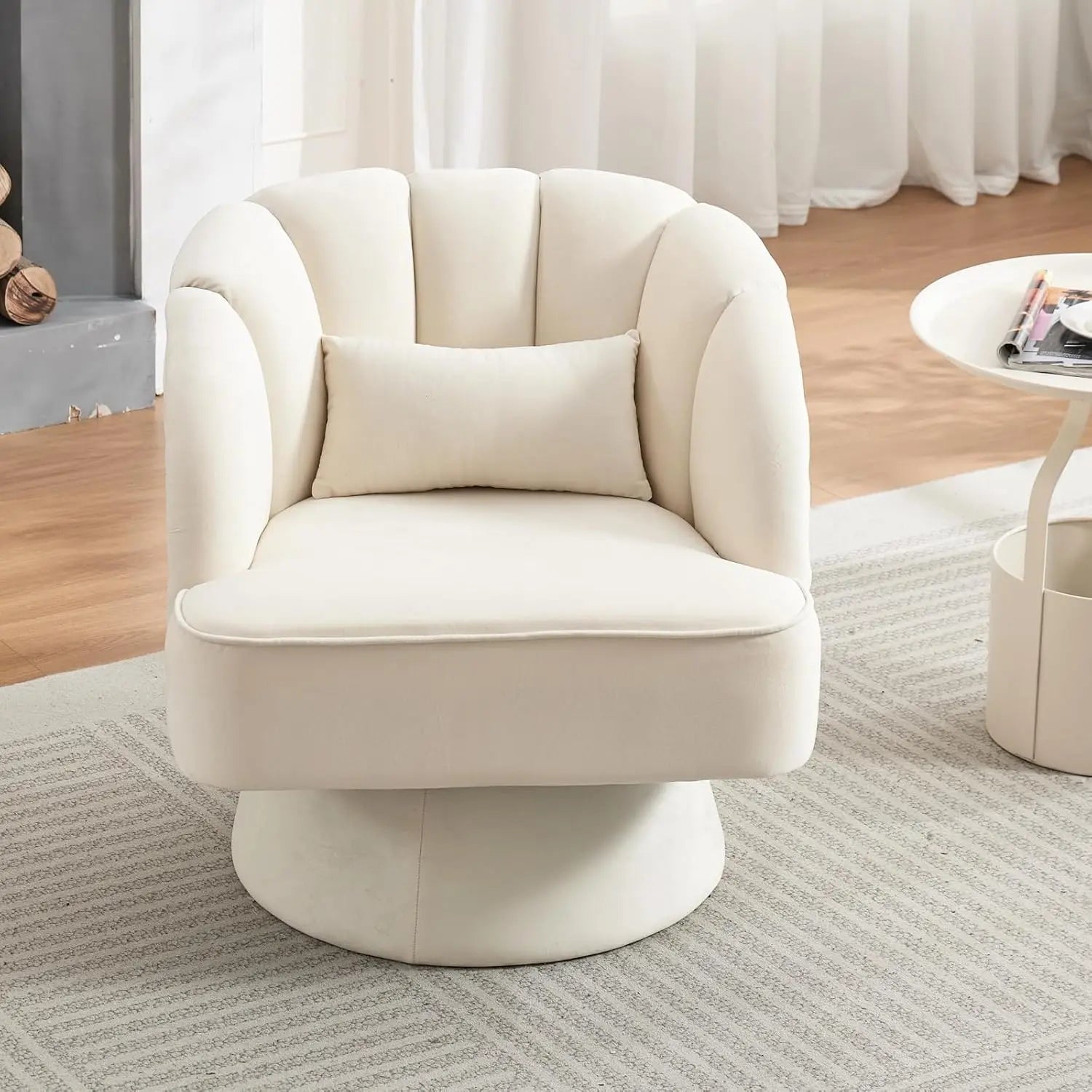 Modern Velvet Swivel Barrel Accent Chair