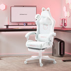 Cute Gaming Chair with Cat Ears and Massage