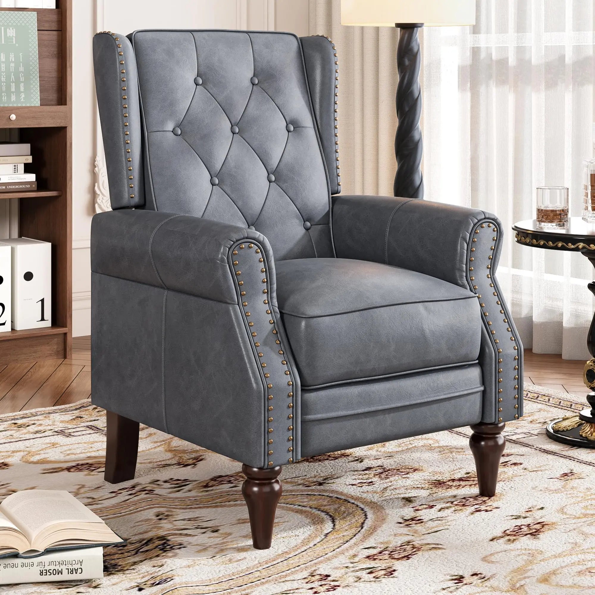 Mid Century Modern Tufted Leather Armchair