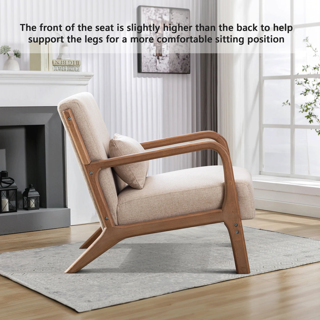 Solid Wood Casual Living Room Chair with Pillow