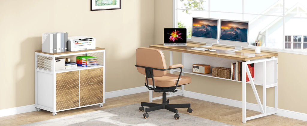 63-Inch Computer Desk with Bottom Storage Shelf