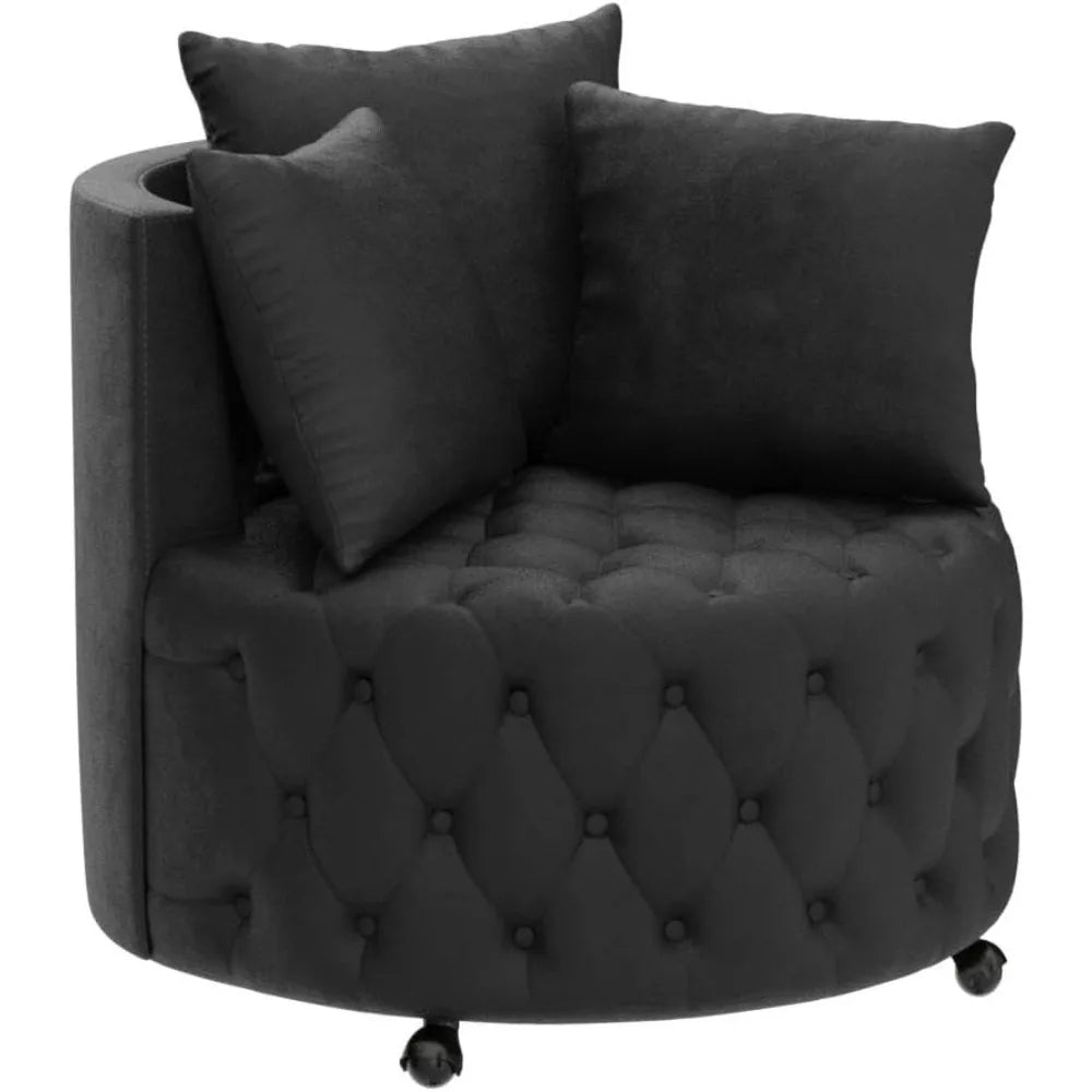 Modern Round Swivel Club Sofa with Pillows