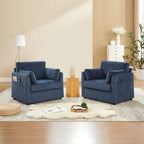 Modern Corduroy Armchair with Pillows and Pockets