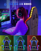 RGB Gaming Chair with LED Lights and Headrest