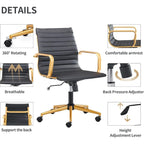 Ergonomic Swivel Leather Ribbed Office Chair