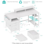 Home Office Desk with Drawers and Monitor Stand